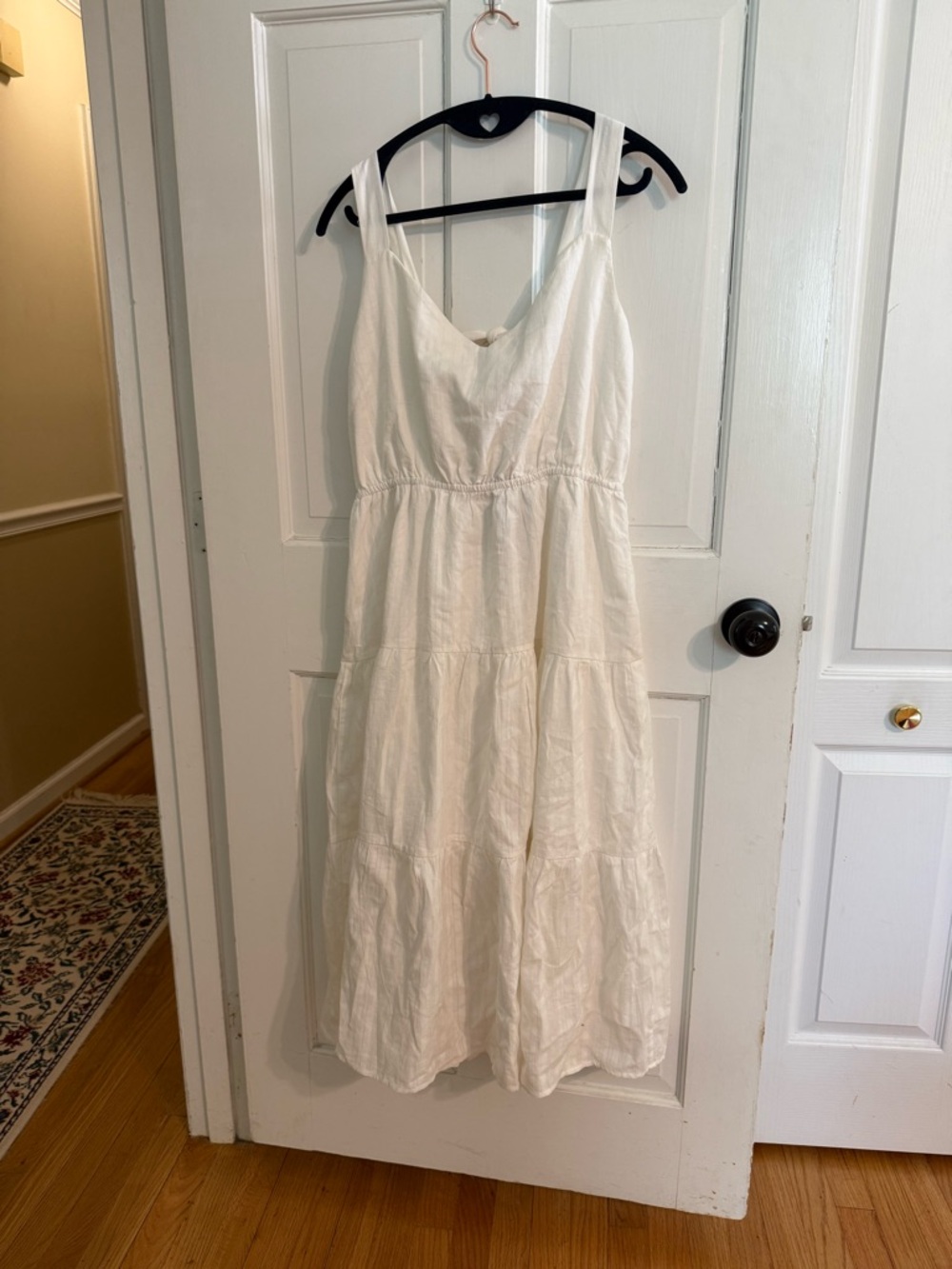 Velvet Heart White Tiered Summer Dress M Flowy Cottagecore Boho Lightweight